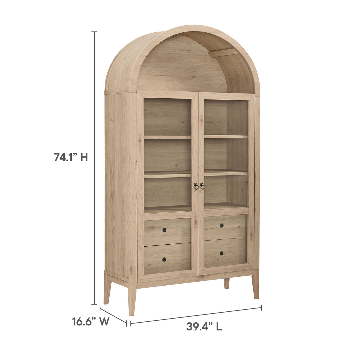 Nolan 1-Piece Wood Storage Cabinet with Arched Glass Doors