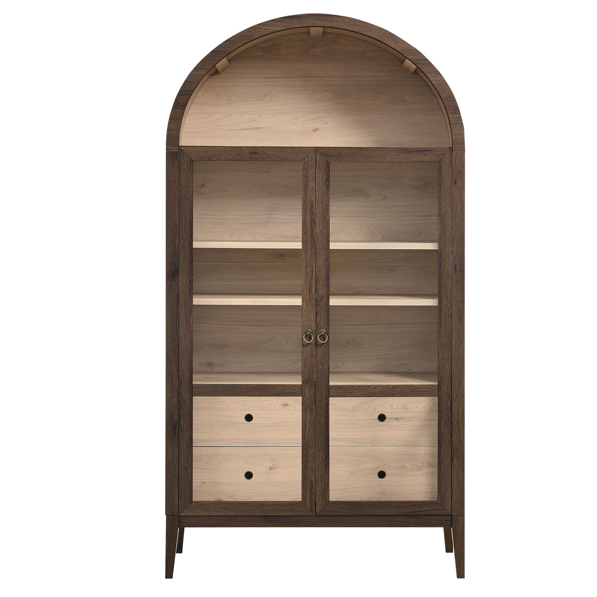 Nolan 1-Piece Wood Storage Cabinet with Arched Glass Doors