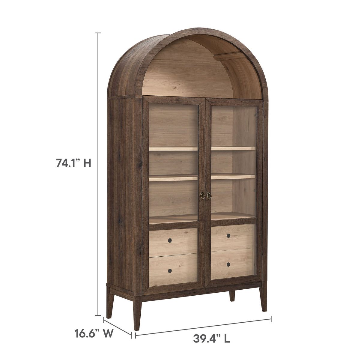 Nolan 1-Piece Wood Storage Cabinet with Arched Glass Doors