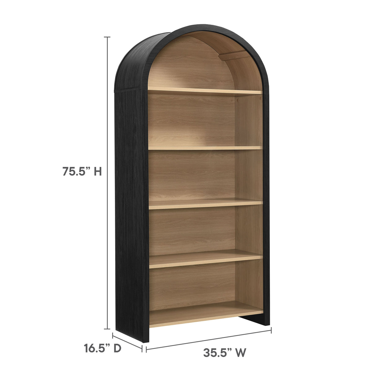Evie Arched Wide Bookcase Display Cabinet by Modway
