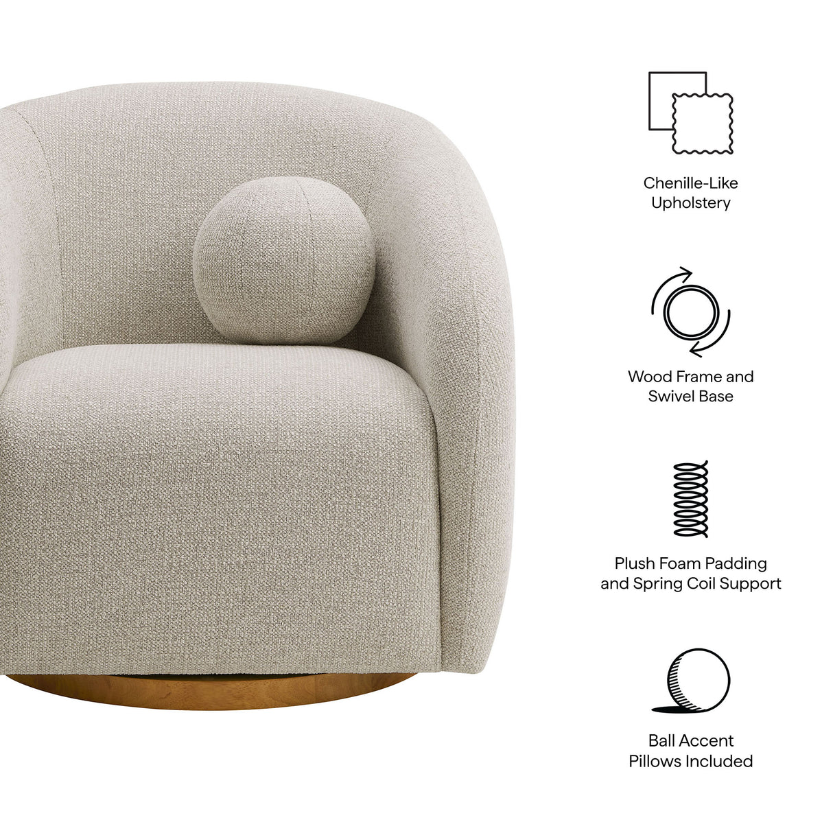 Holland Swivel Chenille Fabric Armchair by Modway