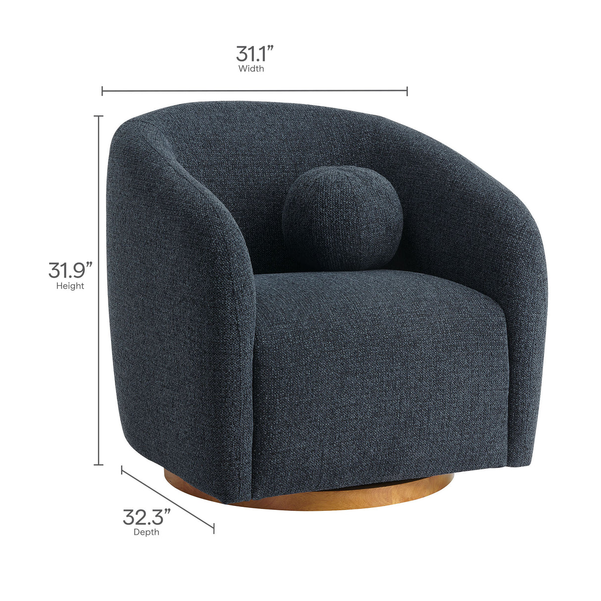 Holland Swivel Chenille Fabric Armchair by Modway