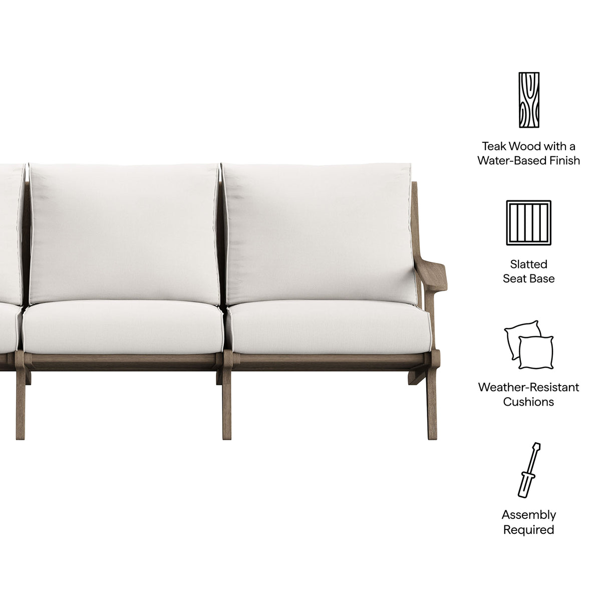 Saratoga Outdoor Patio Teak Sofa by Modway