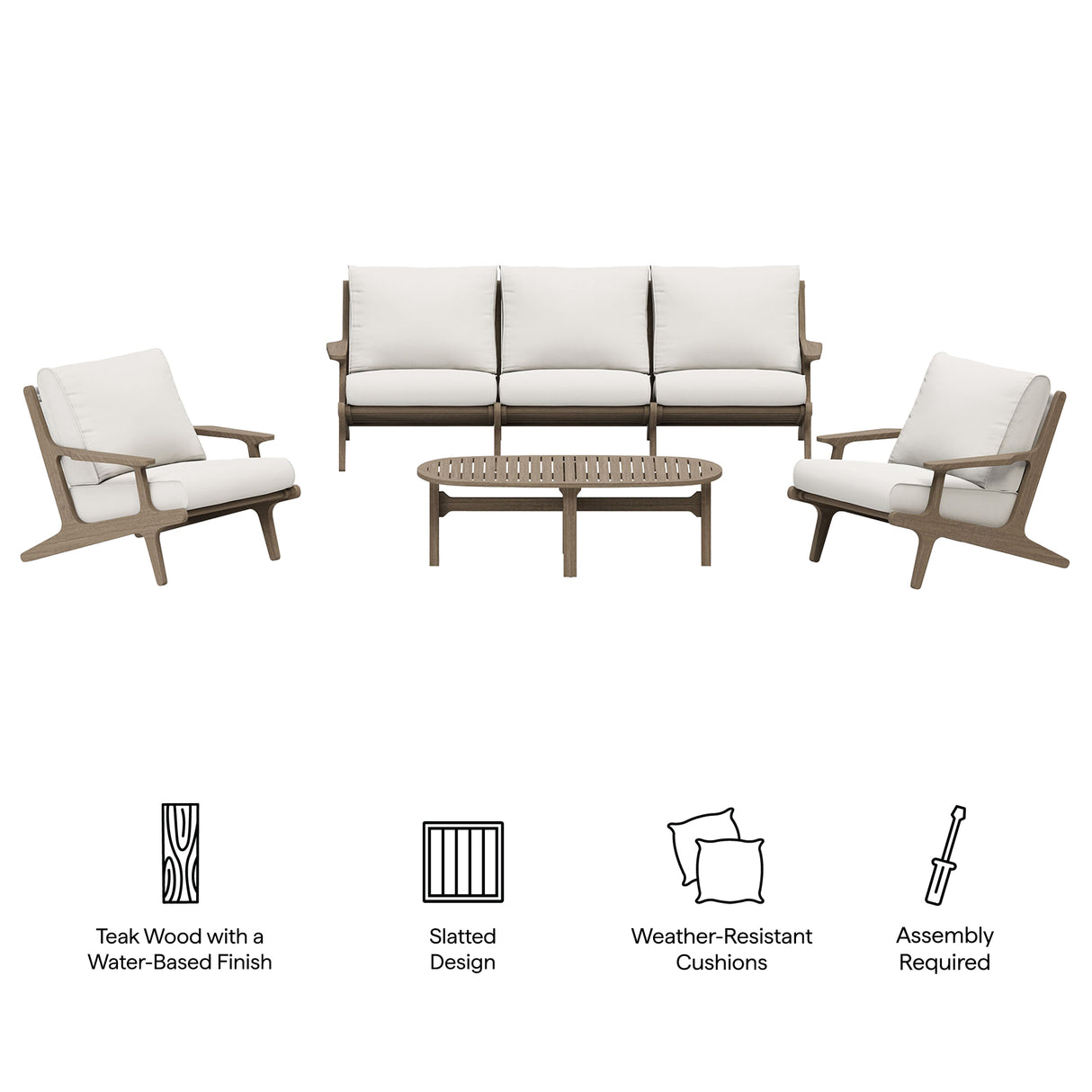 Saratoga 4-Piece Outdoor Patio Teak Wood Furniture Set by Modway