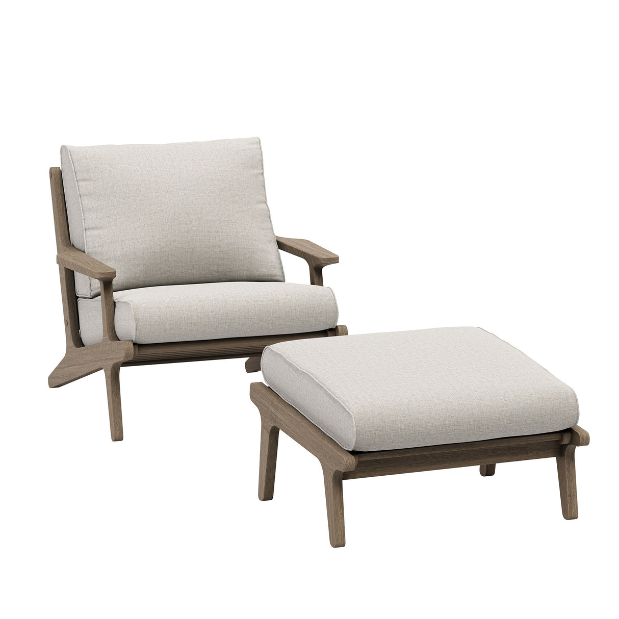 Saratoga Outdoor Patio Teak Wood Chair and Ottoman Set by Modway