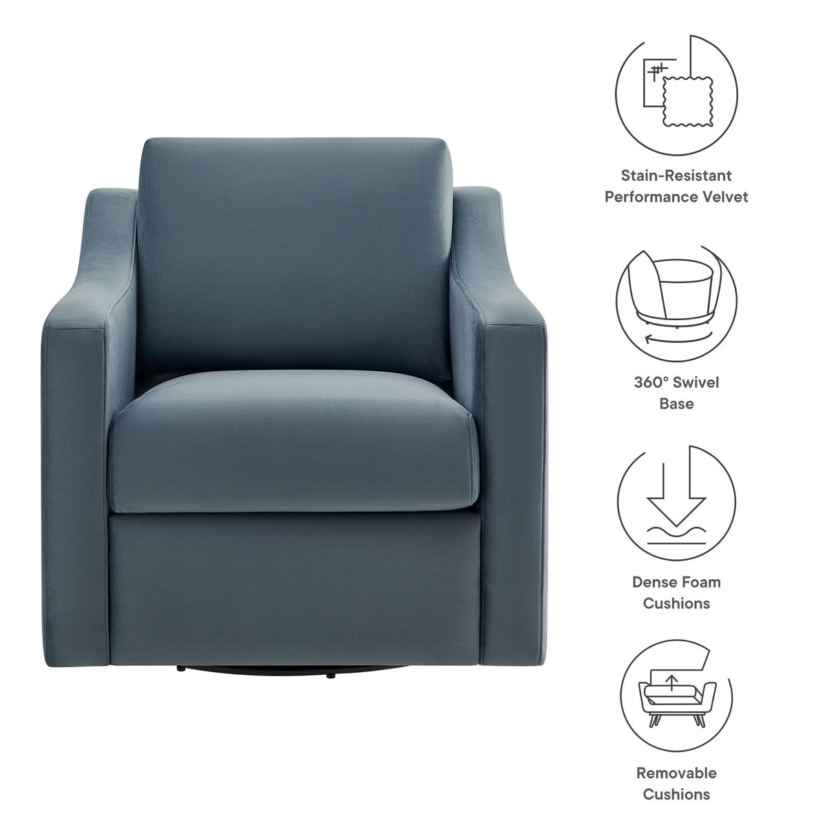 Liora Performance Velvet Swivel Armchair by Modway