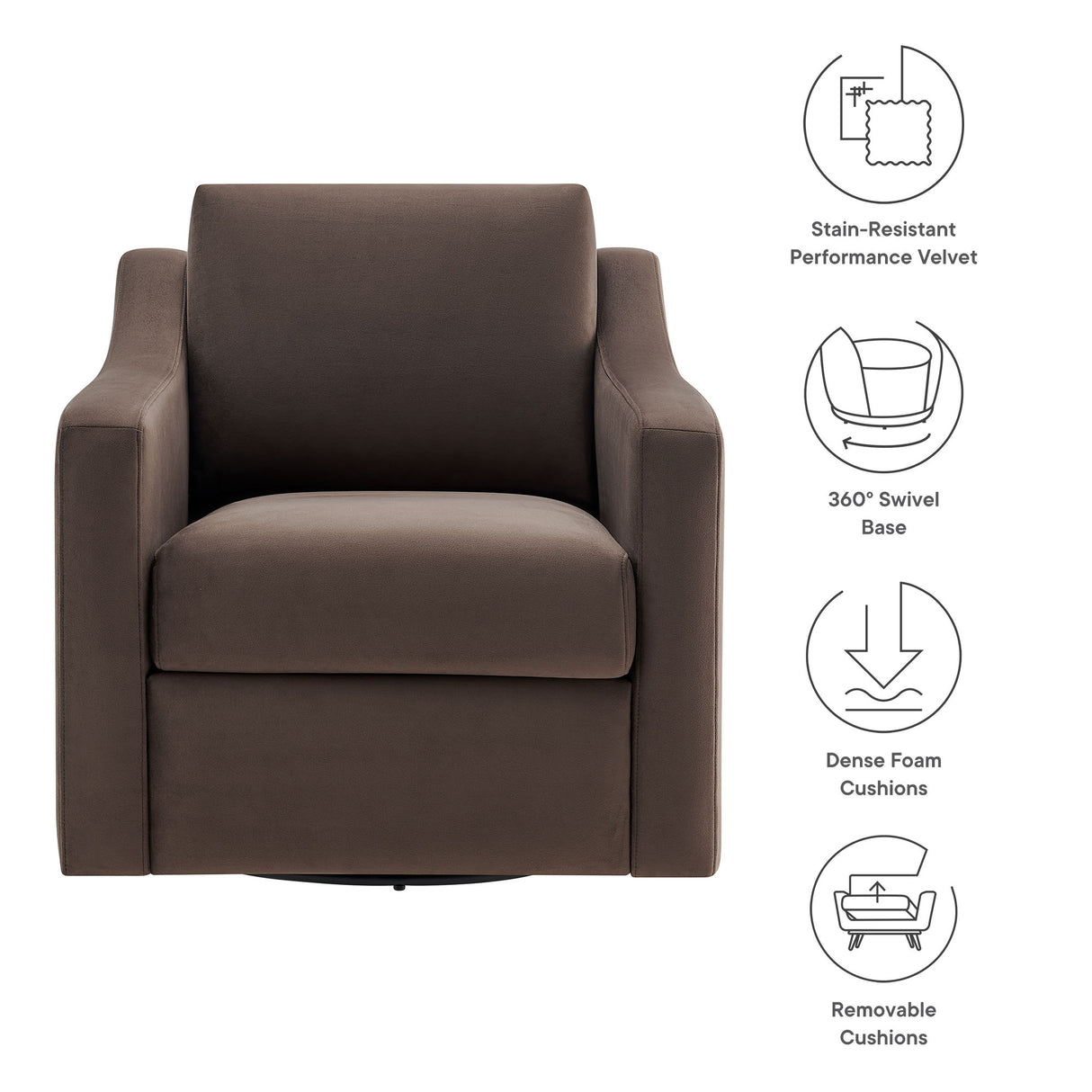 Liora Performance Velvet Swivel Armchair by Modway