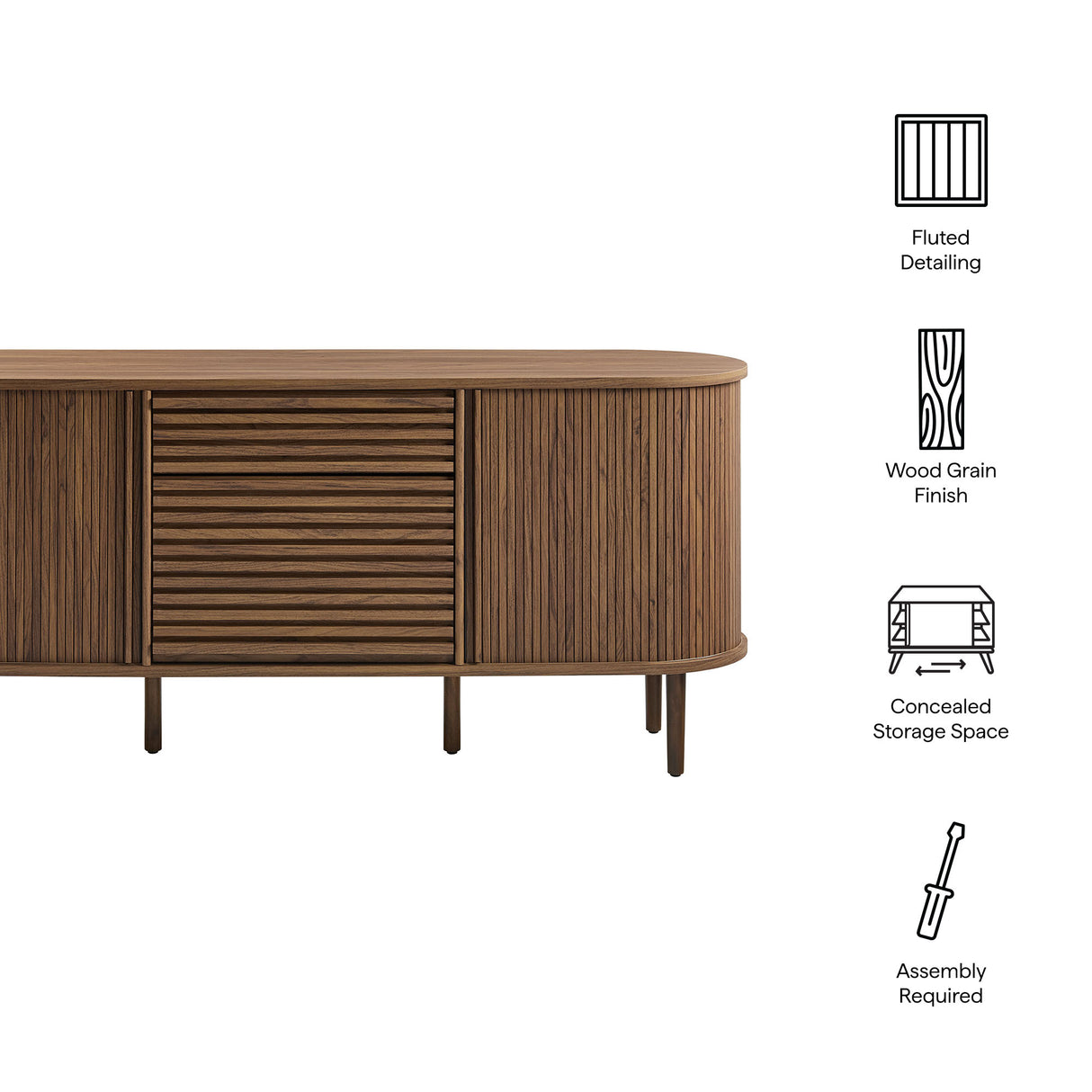 Harlan 67" Fluted Oval Sideboard Cabinet by Modway