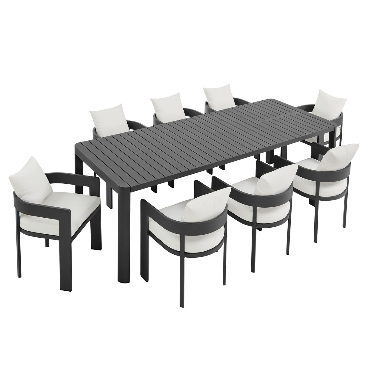 Tahoe 9-Piece Outdoor Patio Aluminum Dining Set with Extendable Table by Modway
