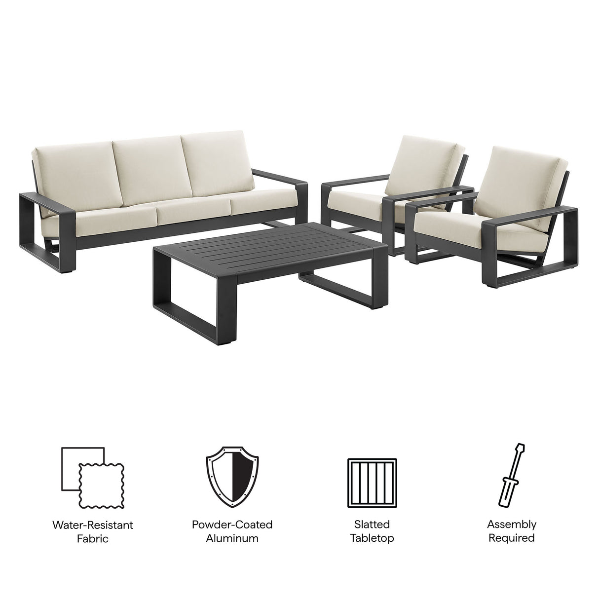 Lirienne 4-Piece Outdoor Patio Aluminum Furniture Set by Modway