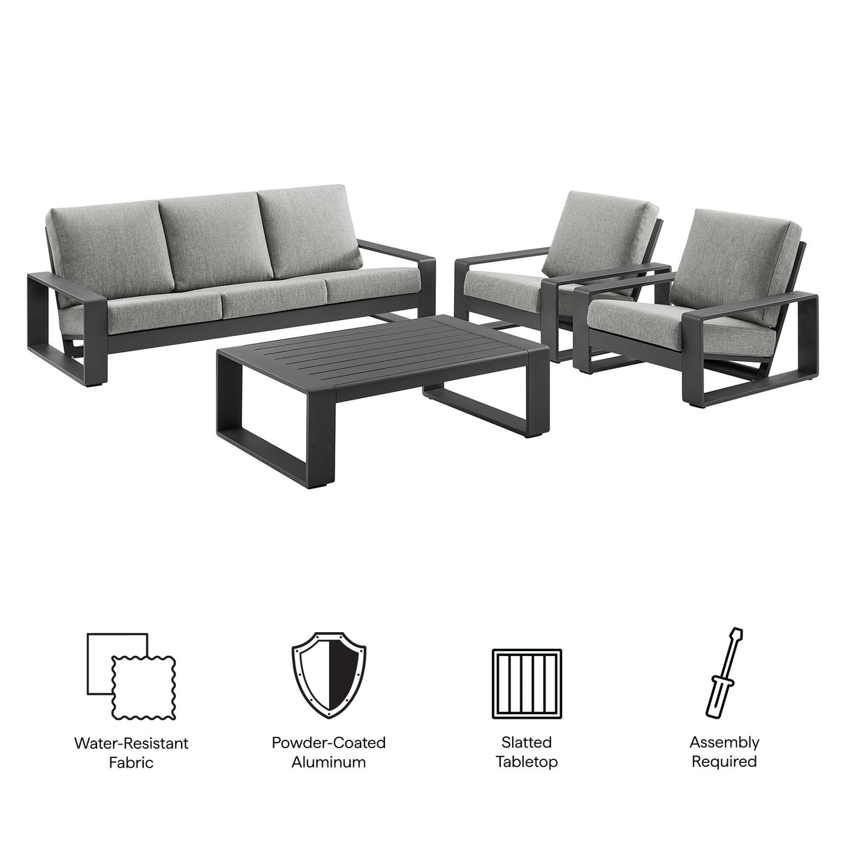 Lirienne 4-Piece Outdoor Patio Aluminum Furniture Set by Modway