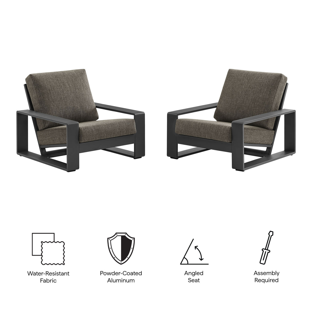 Lirienne Outdoor Patio Aluminum Faux Wood Armchairs Set of 2 by Modway