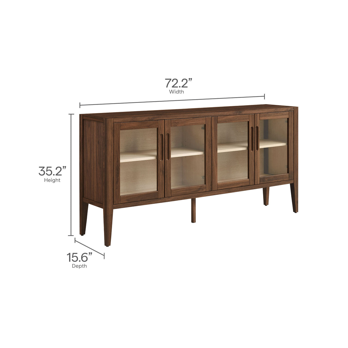 Nell 72" Glass Door Sideboard Storage Display Cabinet by Modway