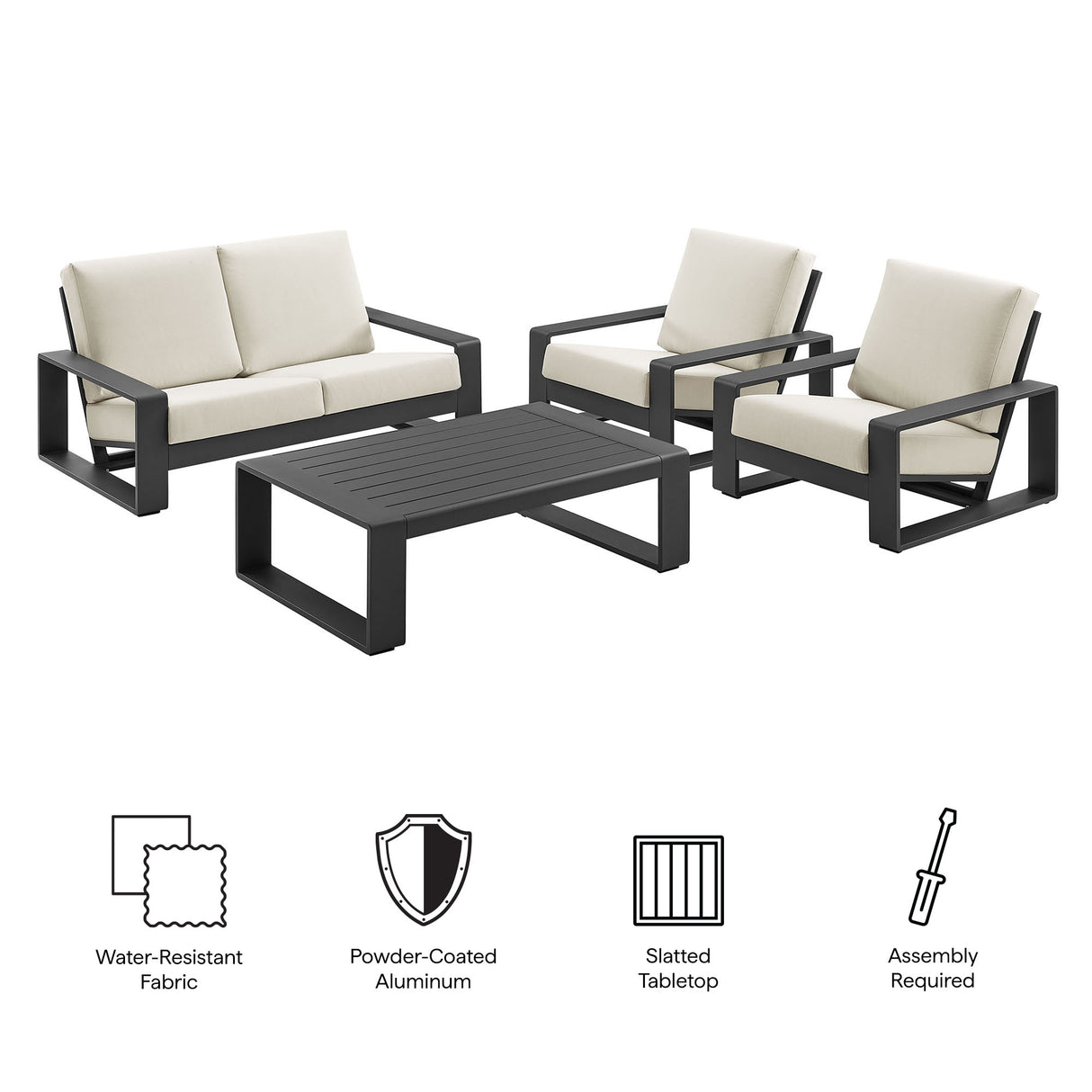 Lirienne 4-Piece Outdoor Patio Aluminum Furniture Set by Modway