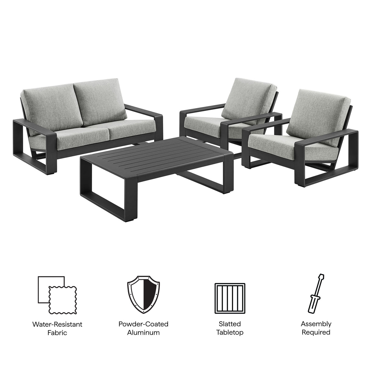Lirienne 4-Piece Outdoor Patio Aluminum Furniture Set by Modway