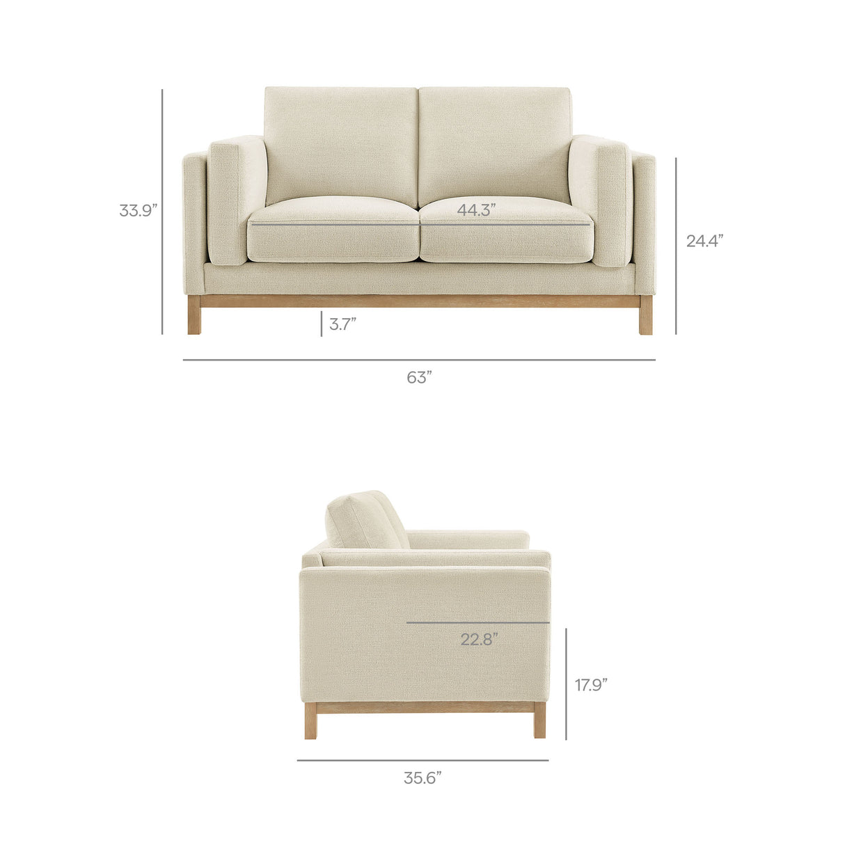 Roscoe 63 Inch Fabric Loveseat by Modway