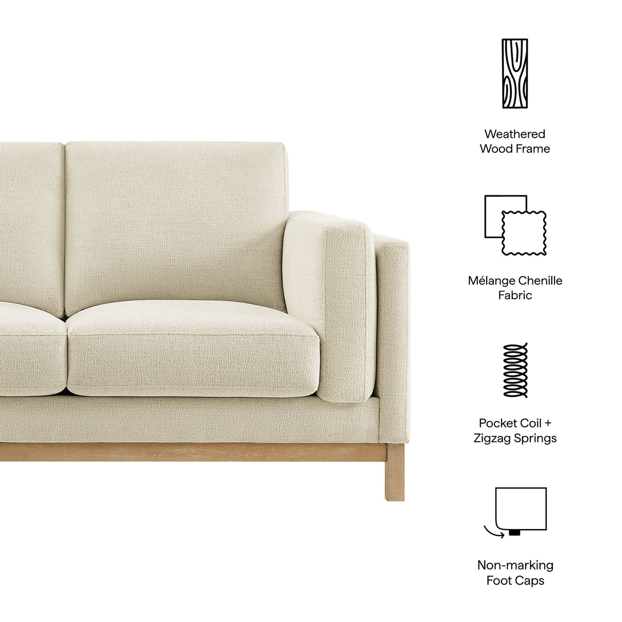 Roscoe 63 Inch Fabric Loveseat by Modway