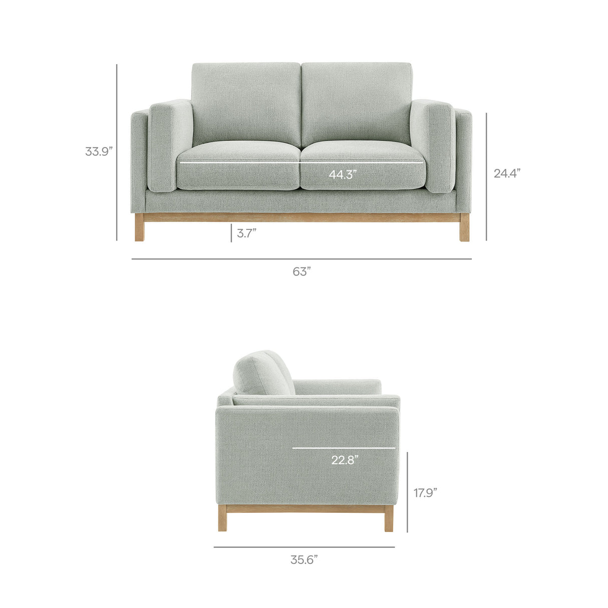 Roscoe 63 Inch Fabric Loveseat by Modway