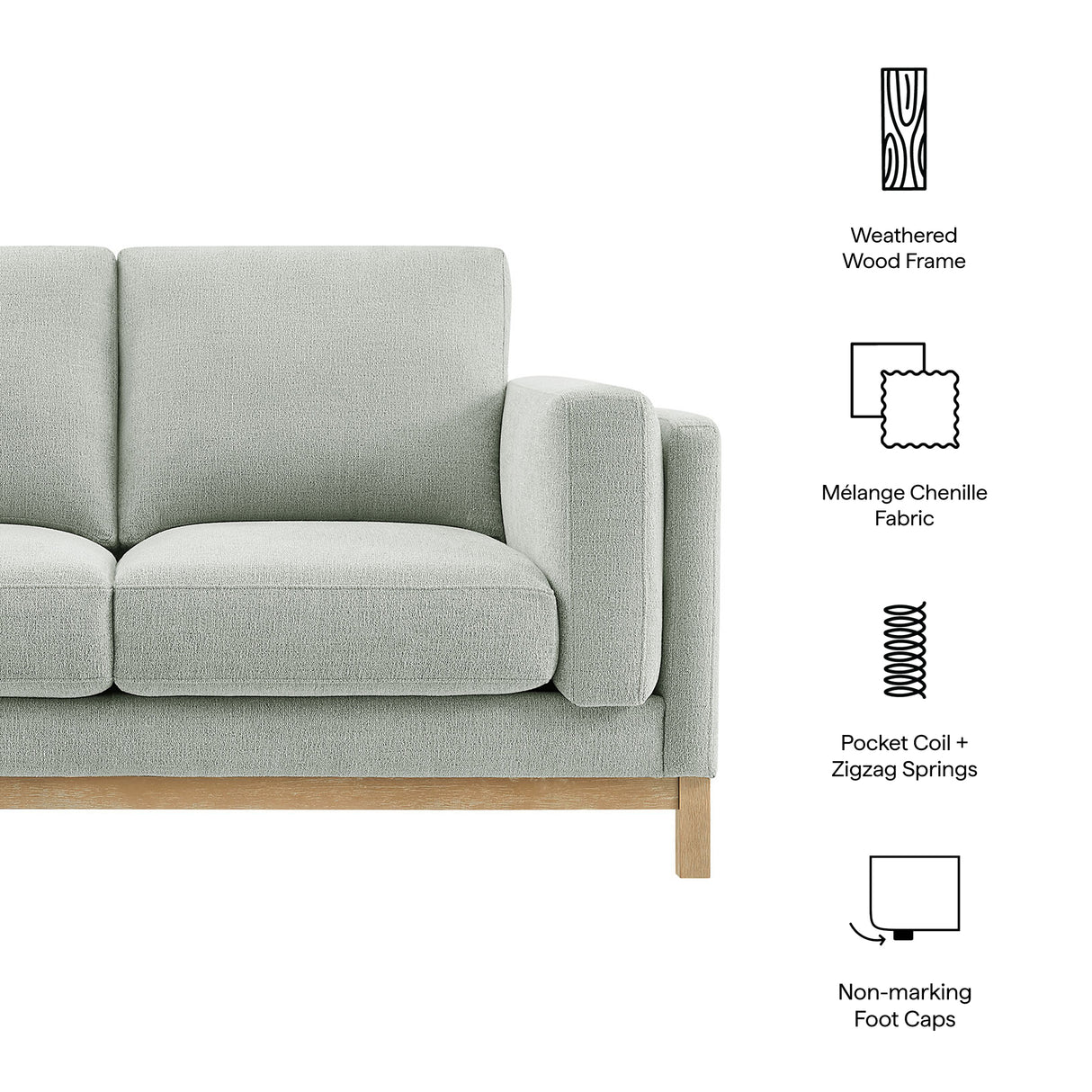 Roscoe 63 Inch Fabric Loveseat by Modway