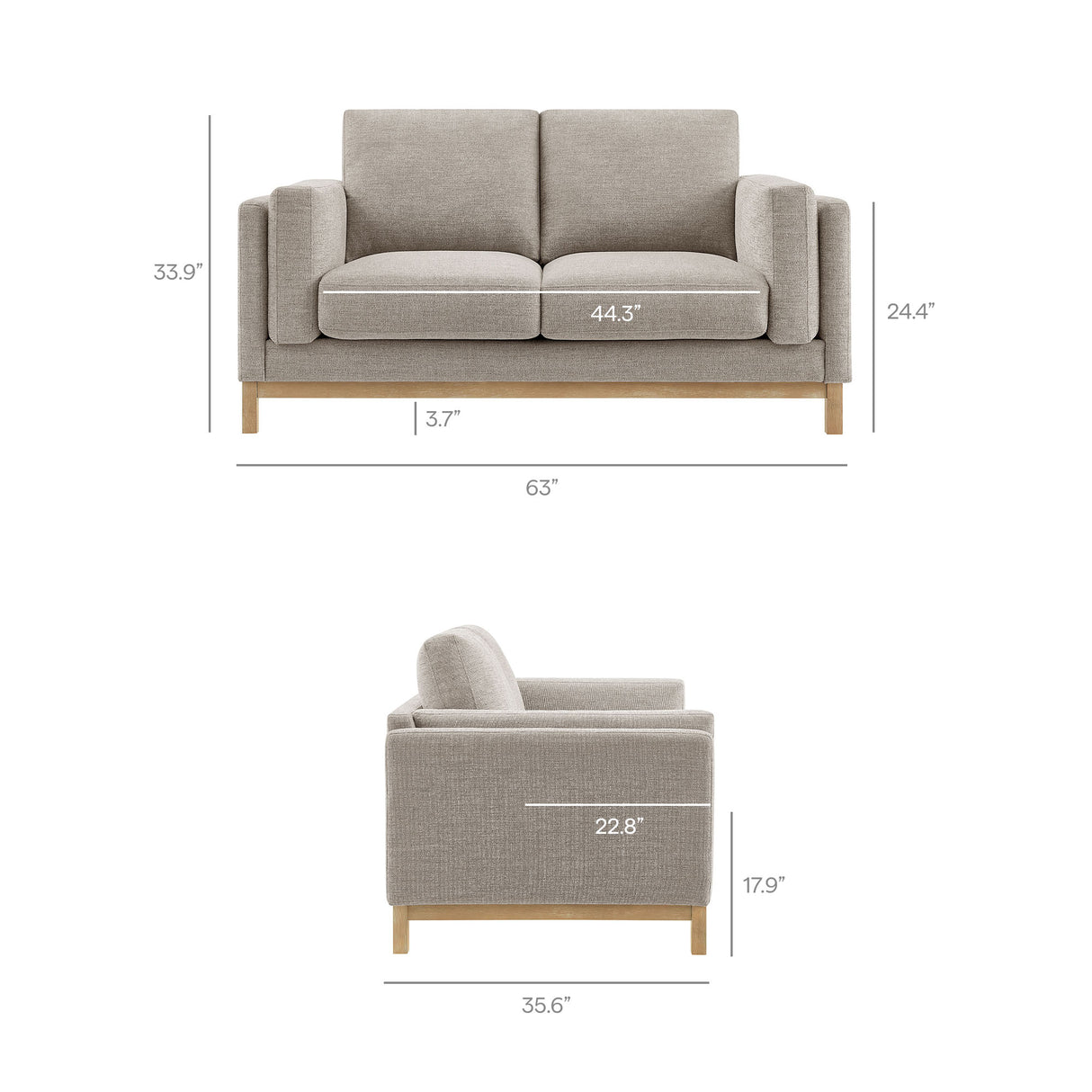 Roscoe 63 Inch Fabric Loveseat by Modway