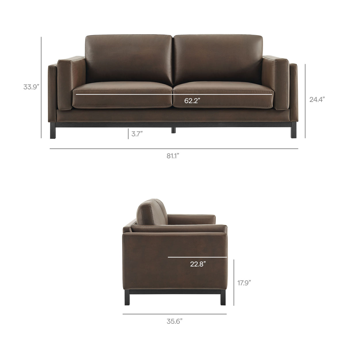 Roscoe 81 Inch Vegan Leather Sofa by Modway