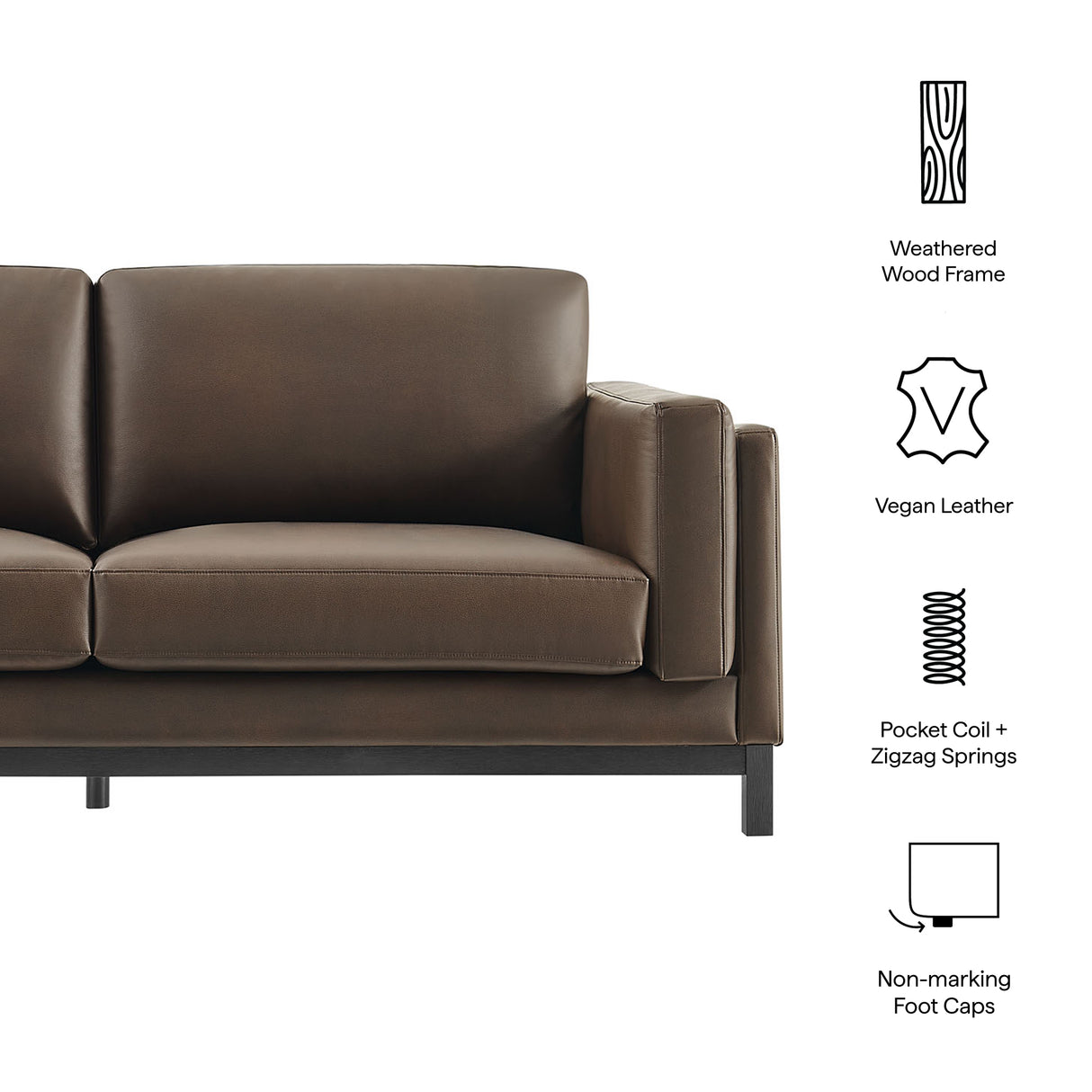 Roscoe 81 Inch Vegan Leather Sofa by Modway