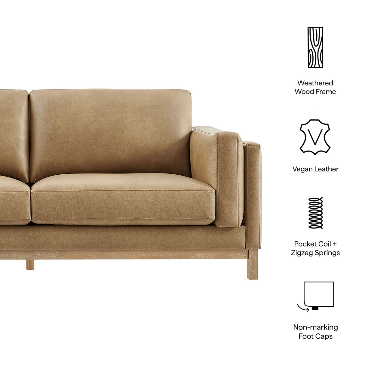 Roscoe 81 Inch Vegan Leather Sofa by Modway