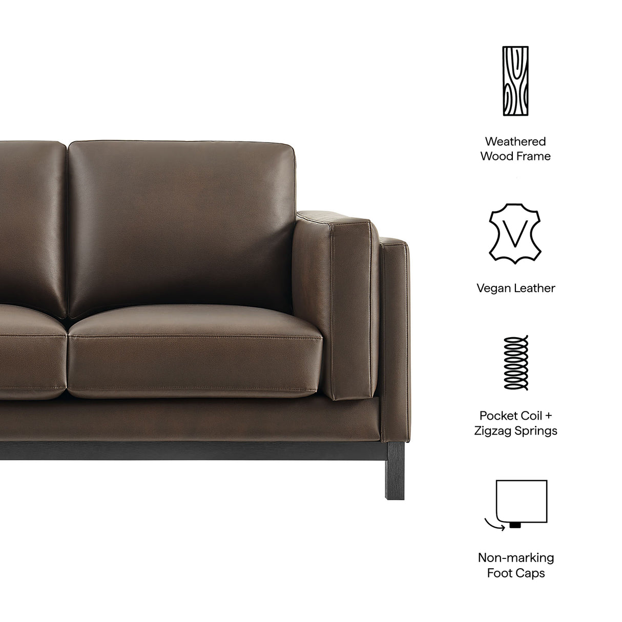 Roscoe 63 Inch Vegan Leather Loveseat by Modway