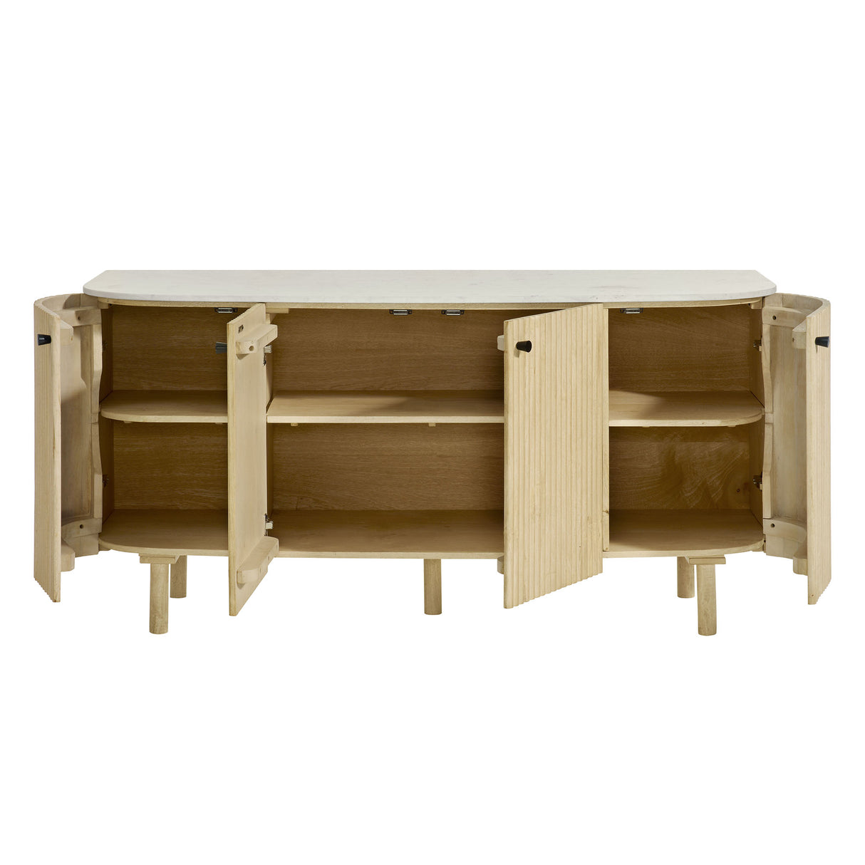 Caldera 60" Curved Solid Wood and Marble Sideboard Storage Cabinet by Modway