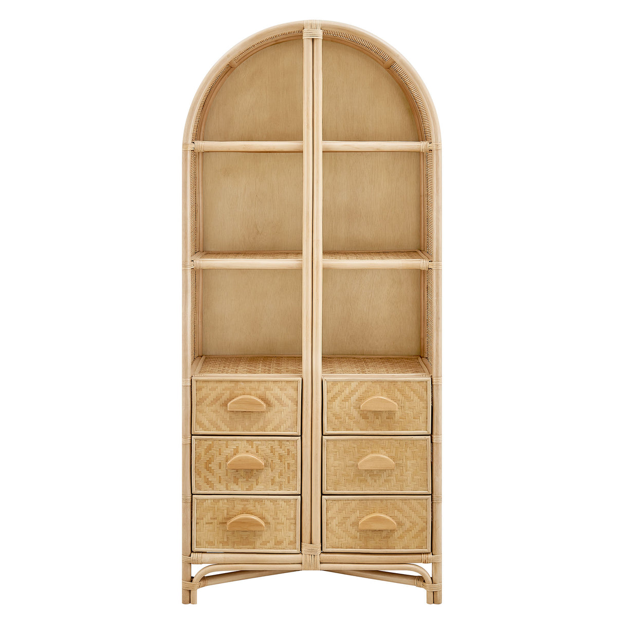 Jane 71 Inch Tall Arched Natural Rattan Bookshelf by Modway