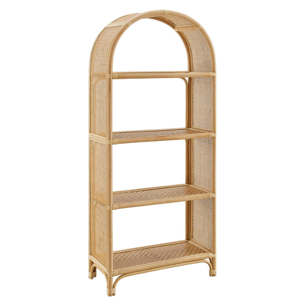 Celeste 67 Inch Tall Arched Natural Rattan Bookshelf by Modway