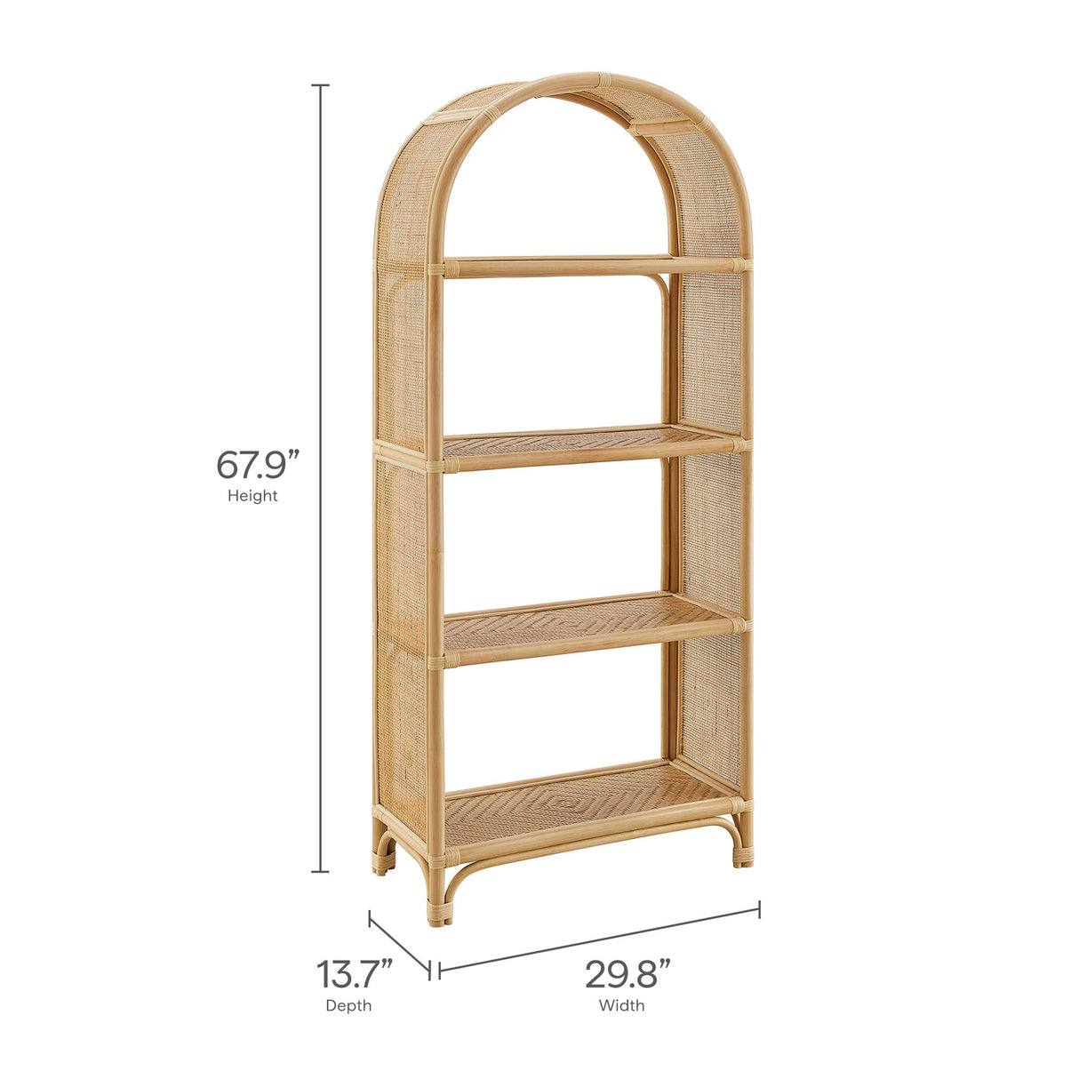 Celeste 67 Inch Tall Arched Natural Rattan Bookshelf by Modway