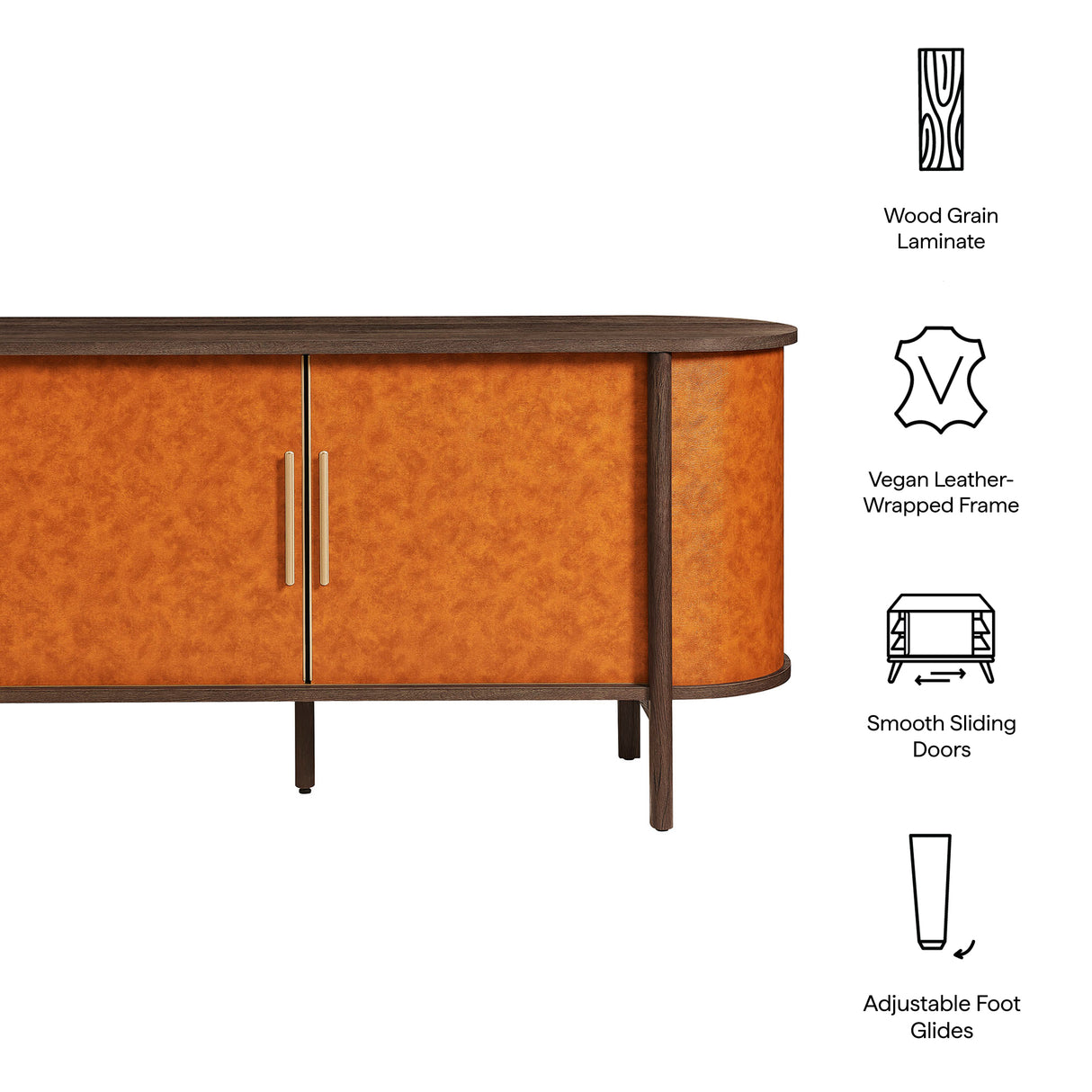 Coralie Curved Vegan Leather Oval Sideboard by Modway