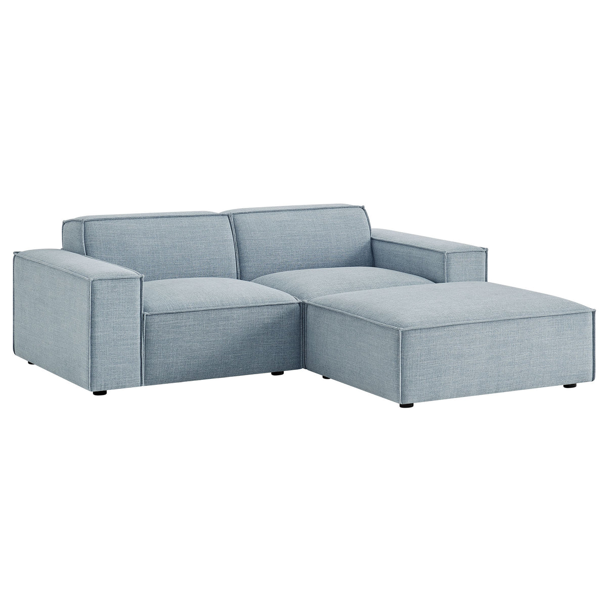 Restore 3-Piece Performance Fabric Upholstered Modular Loveseat with Ottoman – Sky