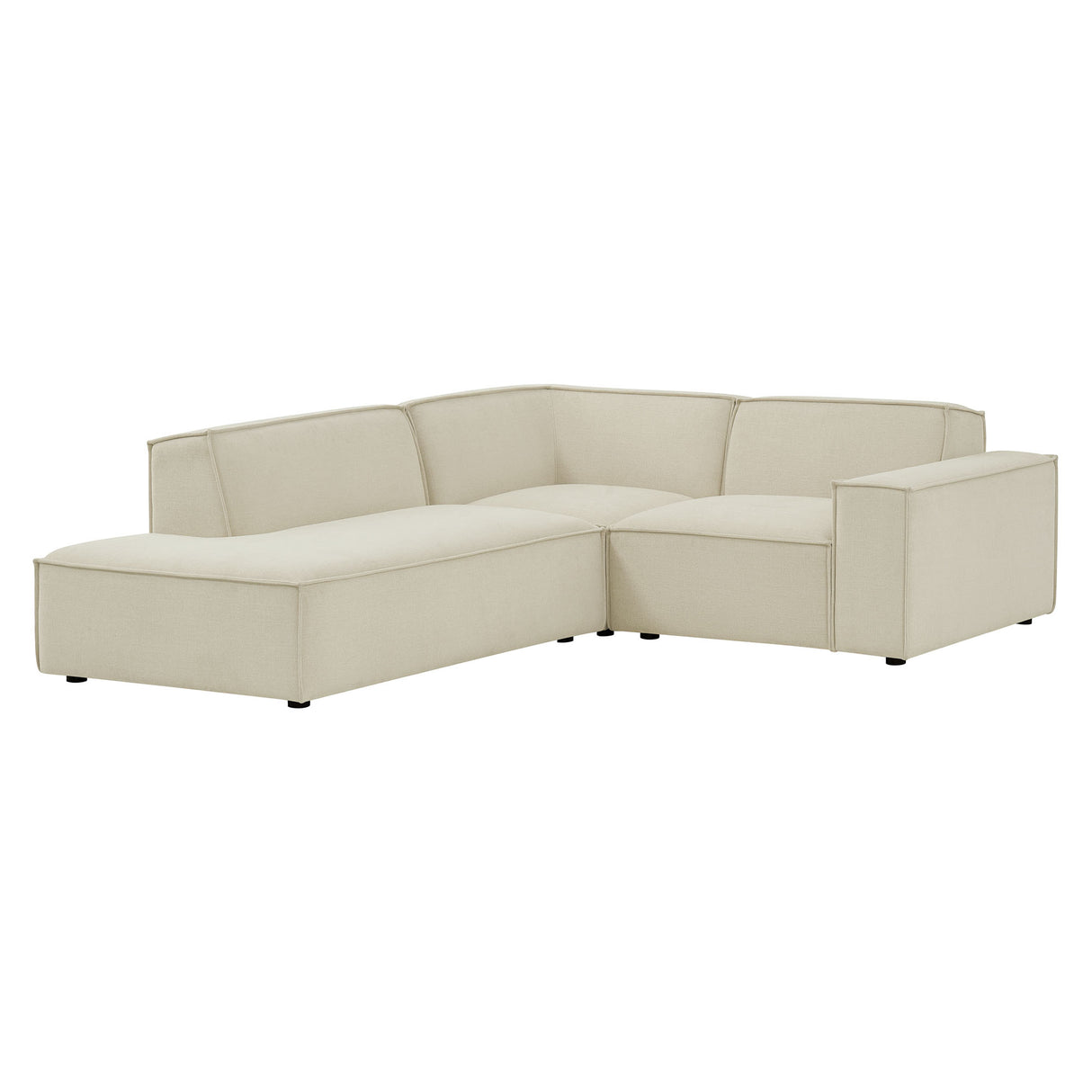 Restore 3-Piece Performance Fabric Upholstered Modular L-Shaped Sectional Sofa – Ecru
