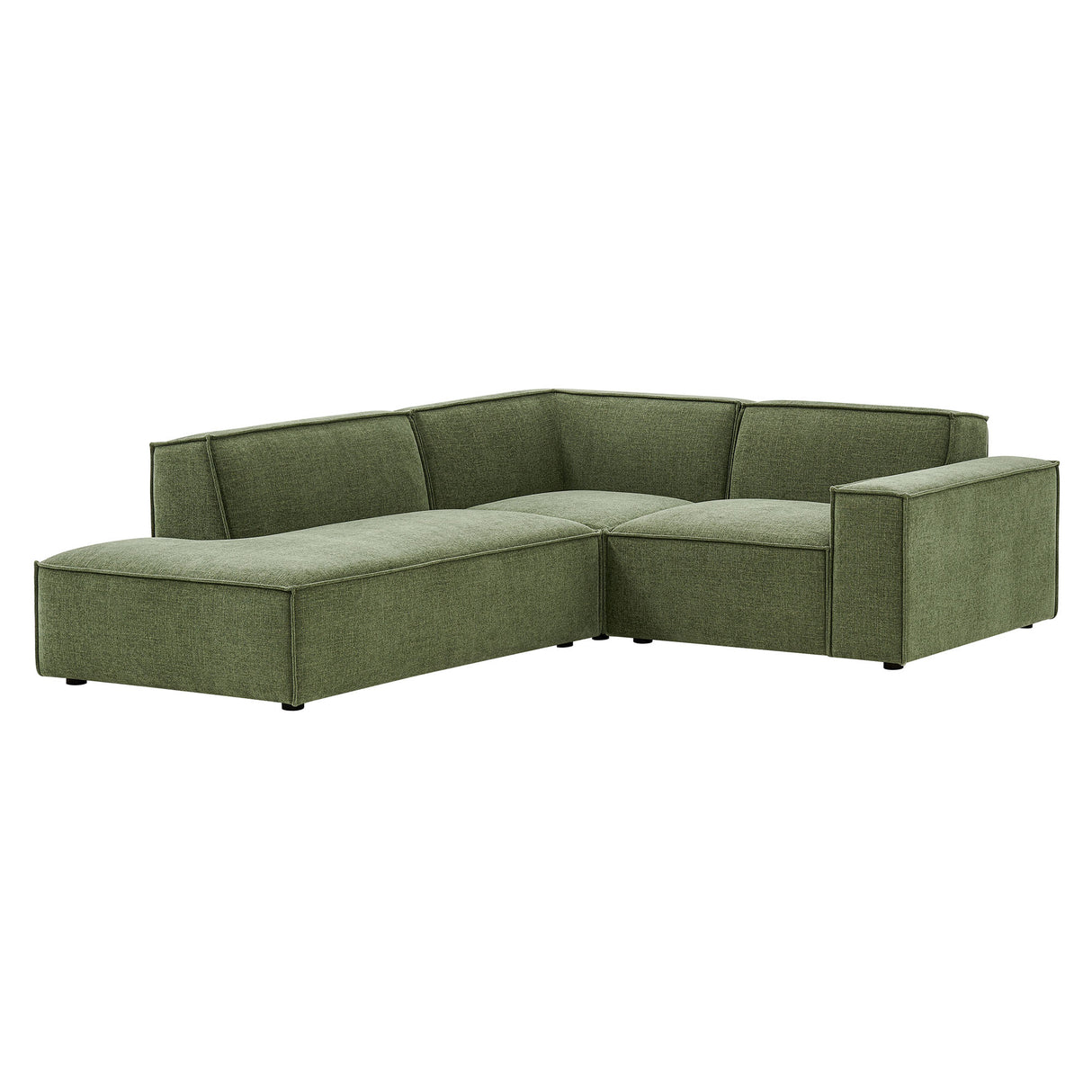 Restore 3-Piece Performance Fabric Upholstered Modular L-Shaped Sectional Sofa – Foliage
