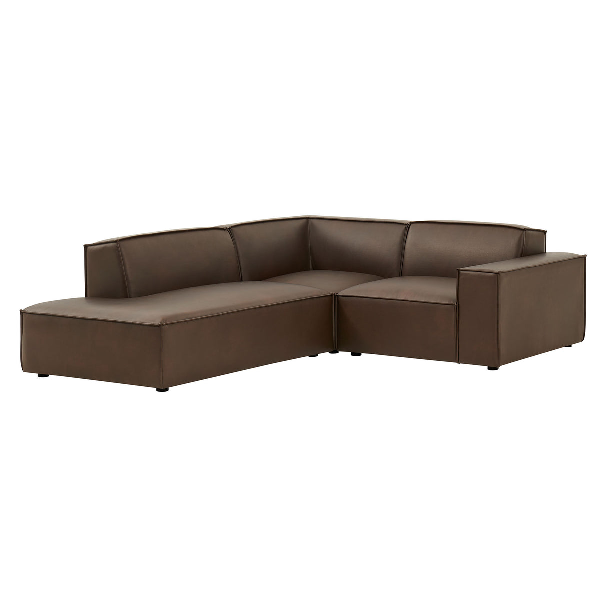 Restore 3-Piece Vegan Leather Modular L-Shaped Sectional Sofa – Espresso