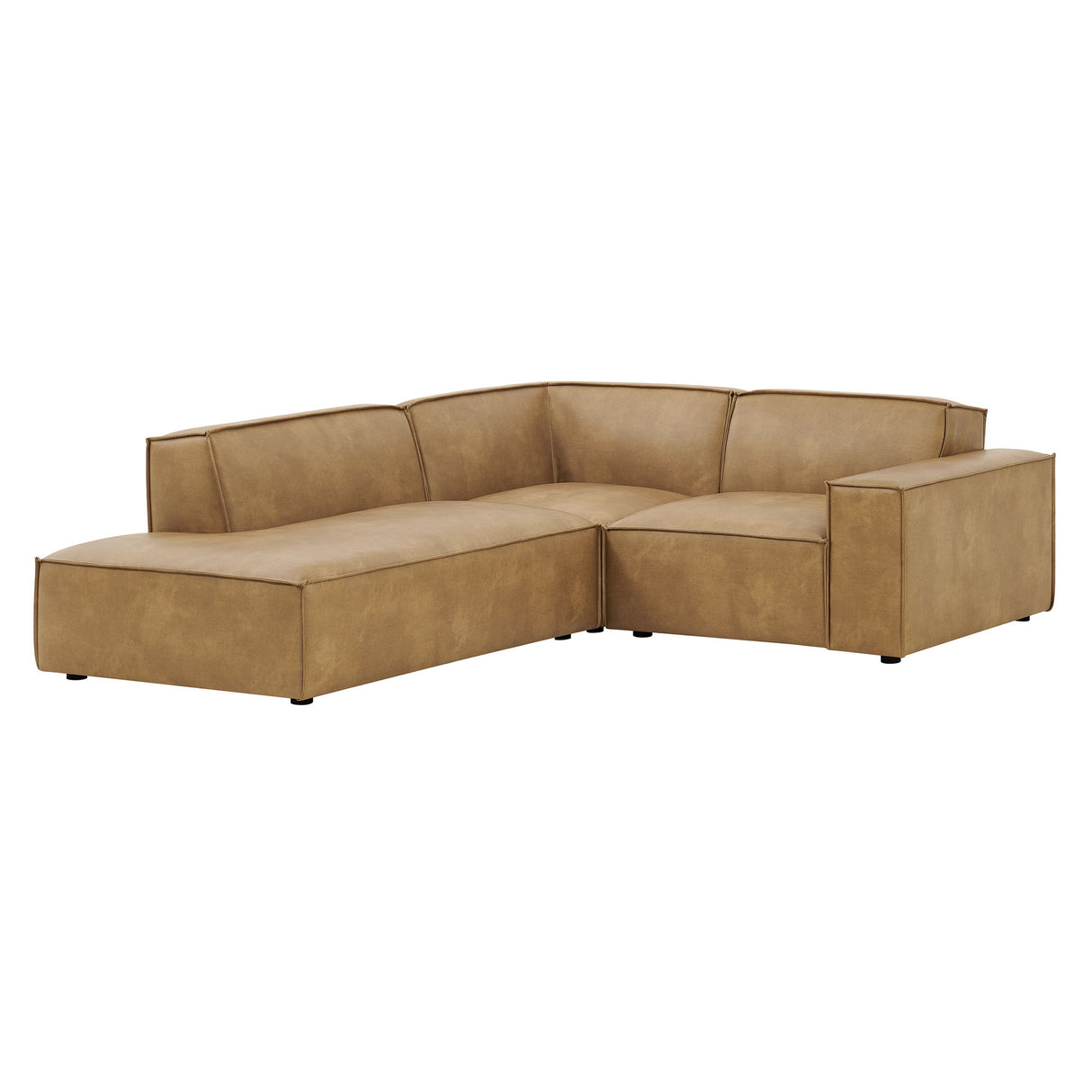Restore 3-Piece Vegan Leather Modular L-Shaped Sectional Sofa – Toast