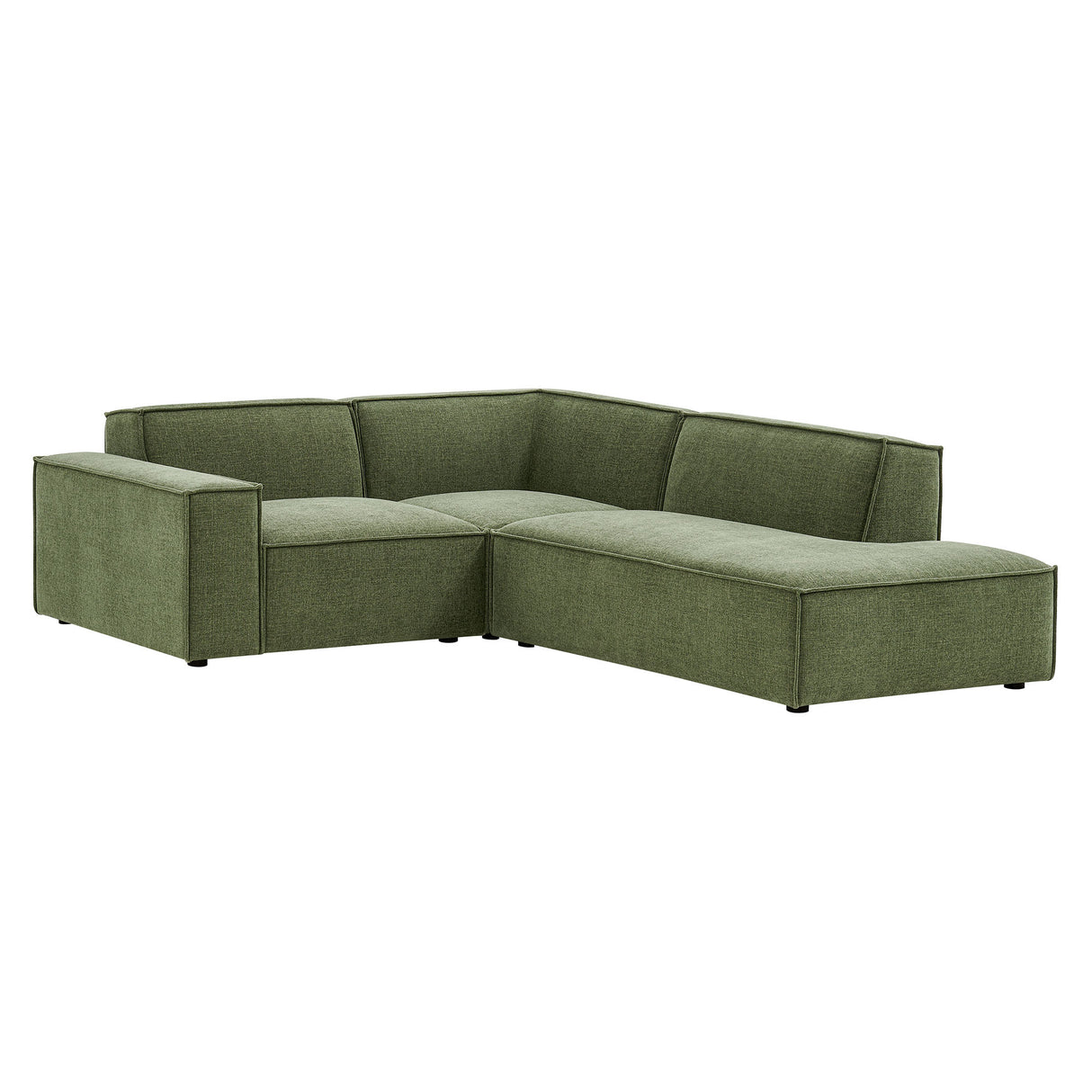 Restore 3-Piece Performance Fabric Upholstered Modular L-Shaped Sectional Sofa – Foliage (Alt Layout)
