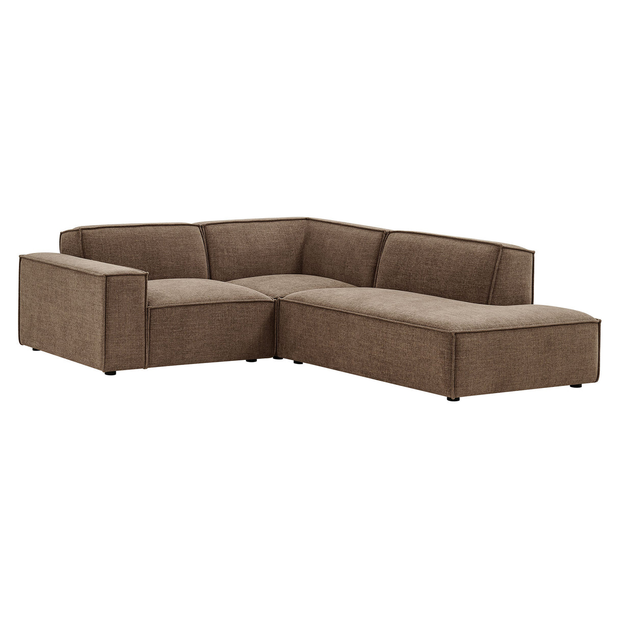 Restore 3-Piece Performance Fabric Upholstered Modular L-Shaped Sectional Sofa – Mocha (Alt Layout)