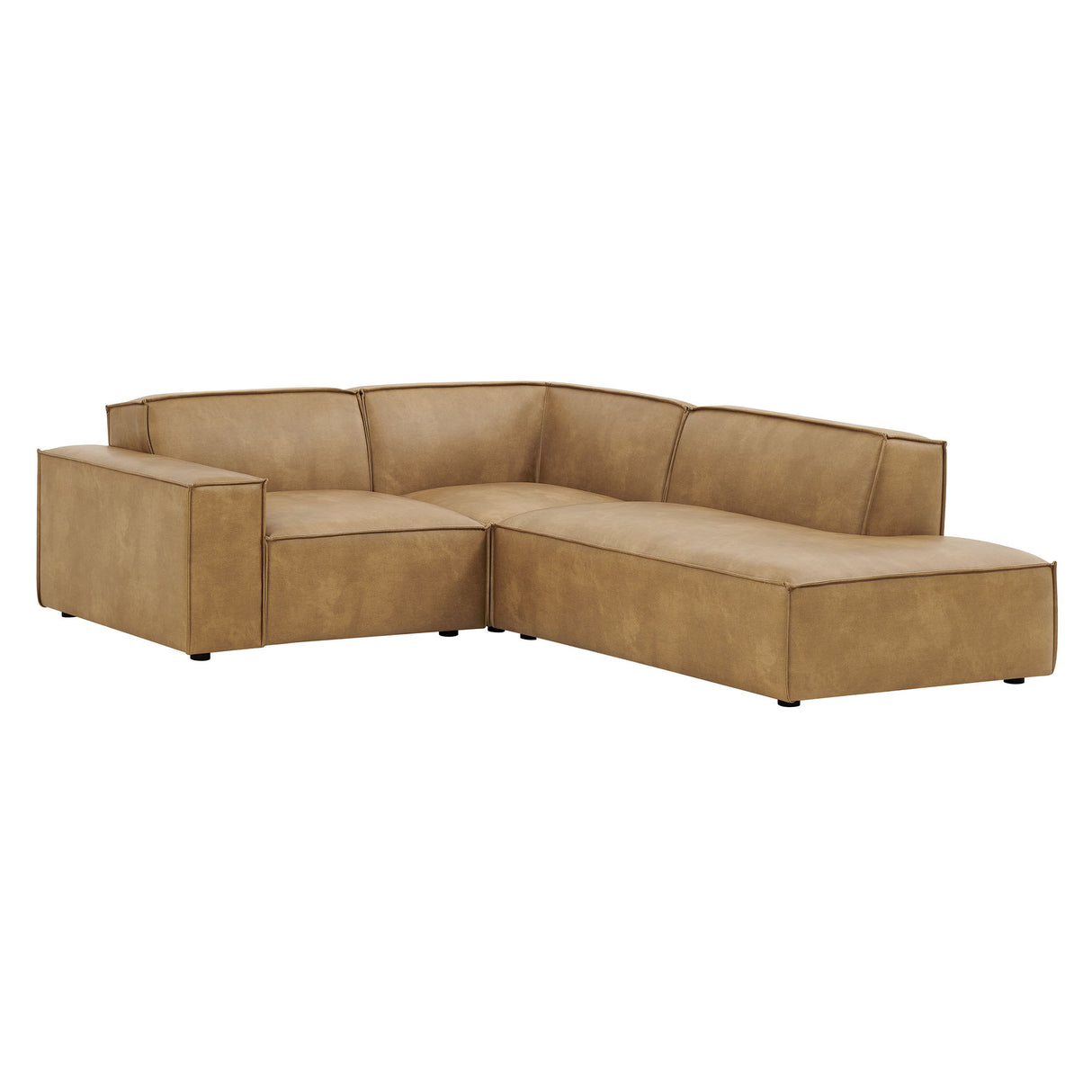 Restore 3-Piece Vegan Leather Modular L-Shaped Sectional Sofa – Toast (Alt Layout)