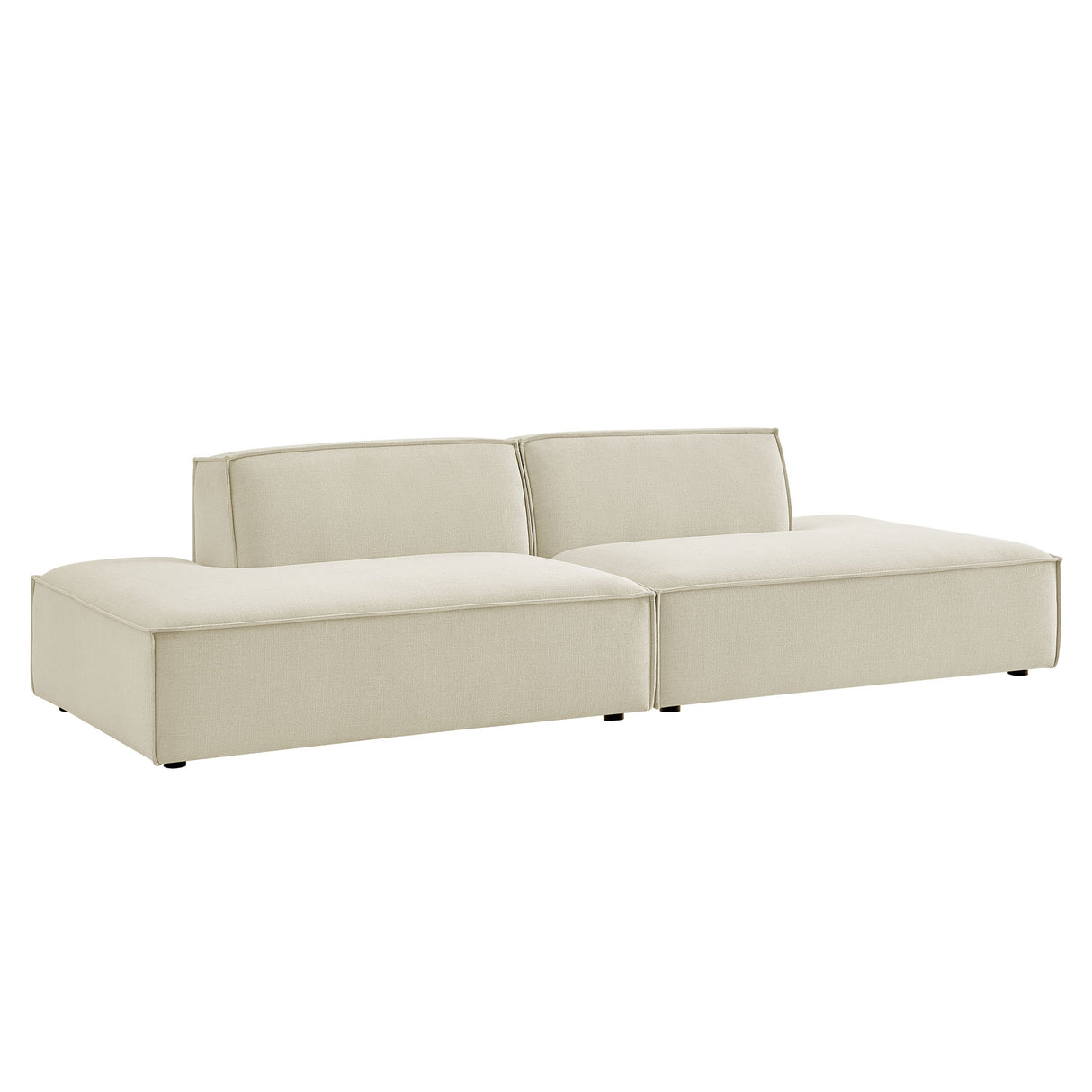 Restore 2-Piece Performance Fabric Upholstered Modular Loveseat – Ecru (Chaise Version)