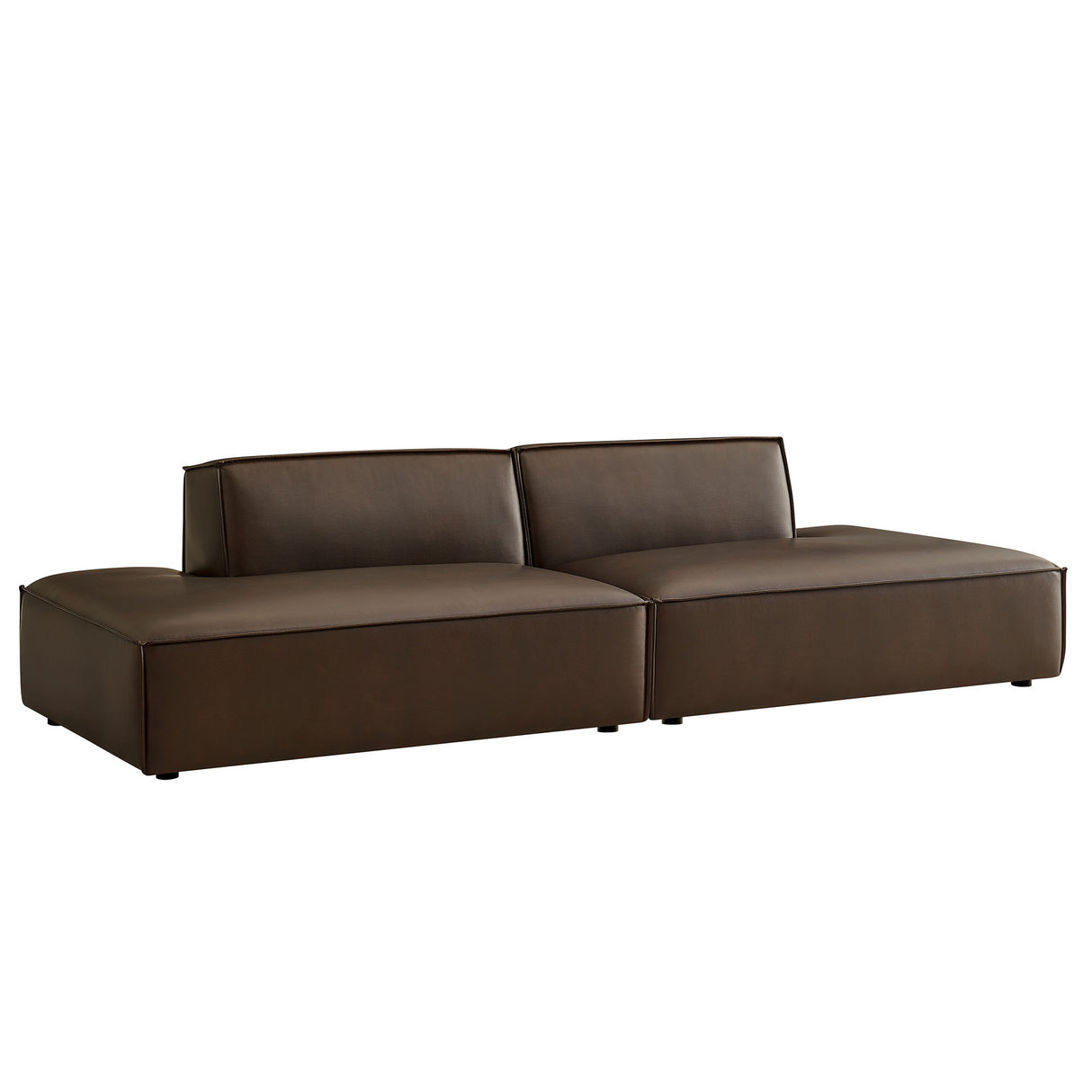 Restore 2-Piece Vegan Leather Modular Loveseat – Espresso (Chaise Version)
