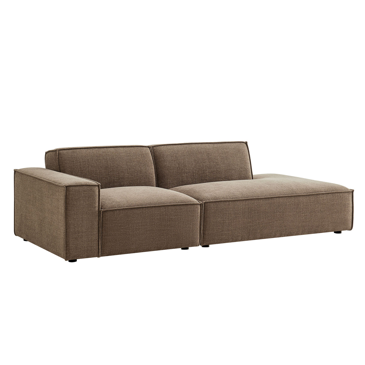 Restore 2-Piece Performance Fabric Upholstered Modular Loveseat – Mocha (Chaise + Armchair Version)