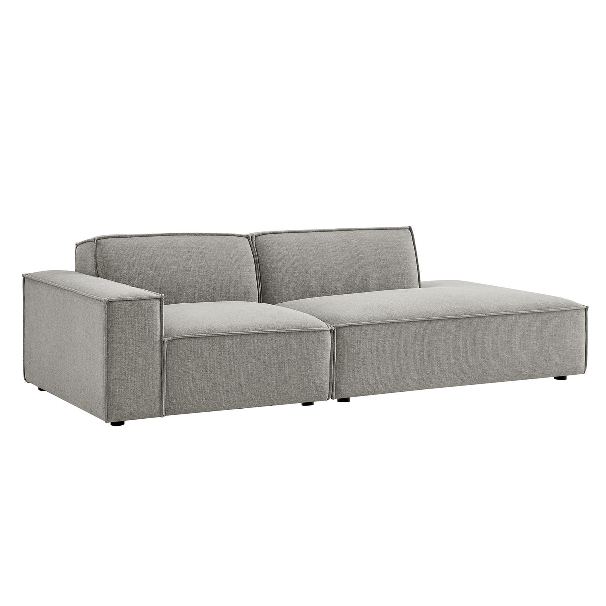 Restore 2-Piece Performance Fabric Upholstered Modular Loveseat – Pewter (Chaise + Armchair Version)
