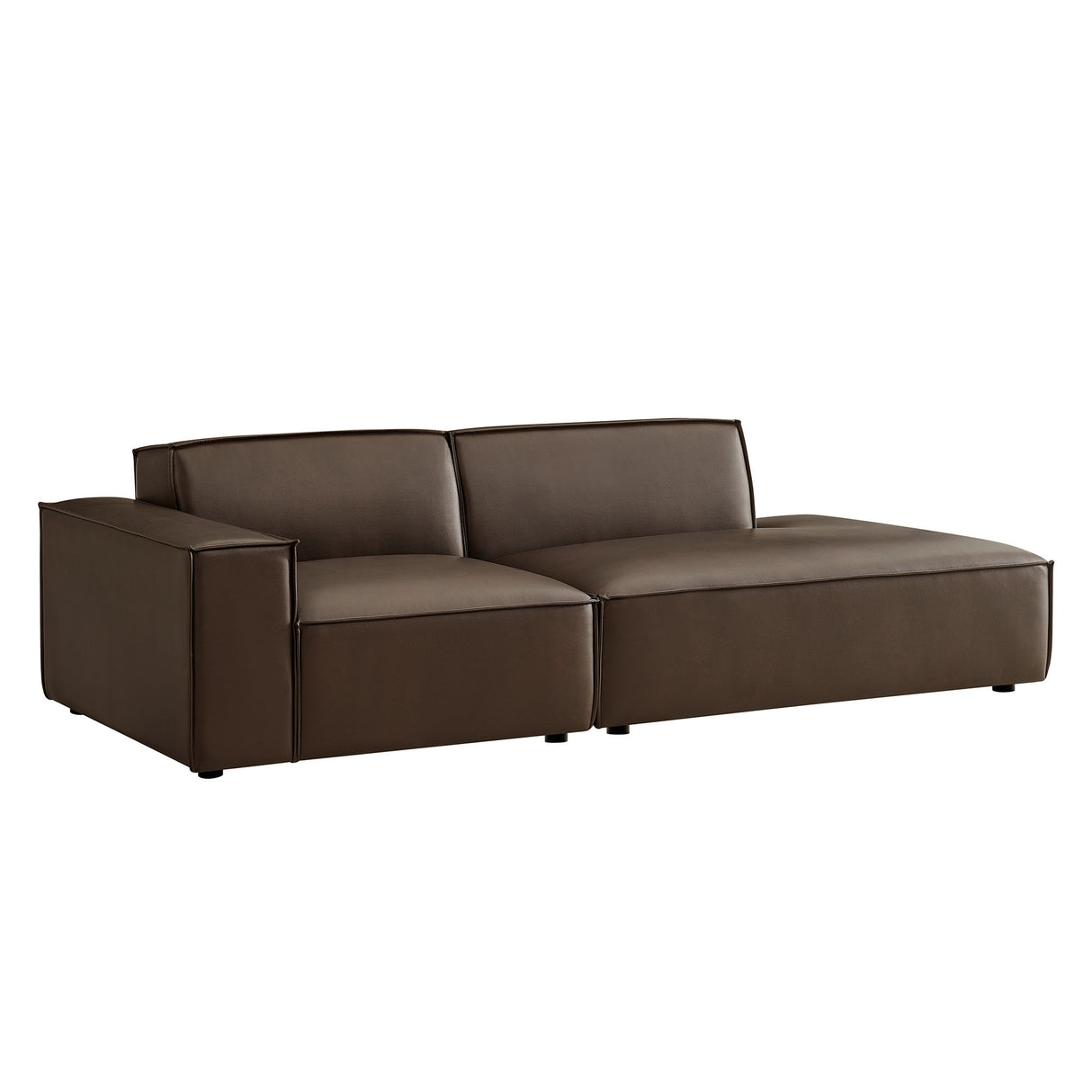 Restore 2-Piece Vegan Leather Modular Loveseat – Espresso (Chaise + Armchair Version)