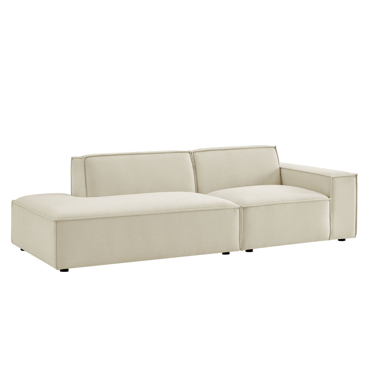 Restore 2-Piece Performance Fabric Upholstered Modular Loveseat – Ecru (Chaise + Armchair Version)