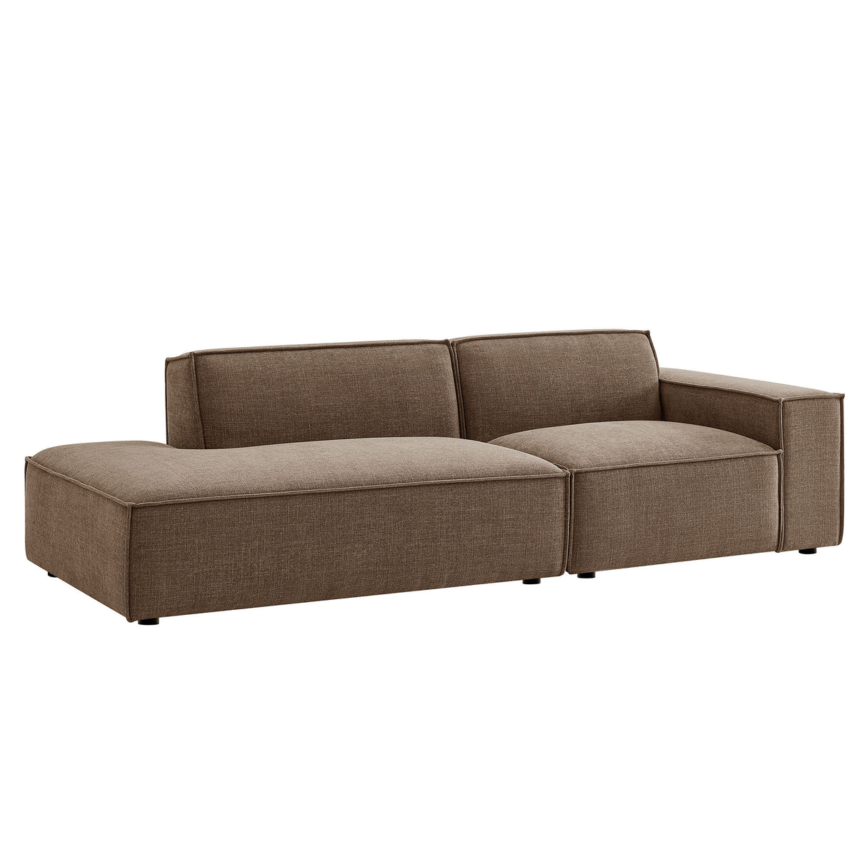 Restore 2-Piece Performance Fabric Upholstered Modular Loveseat – Mocha (Chaise + Armchair Version)