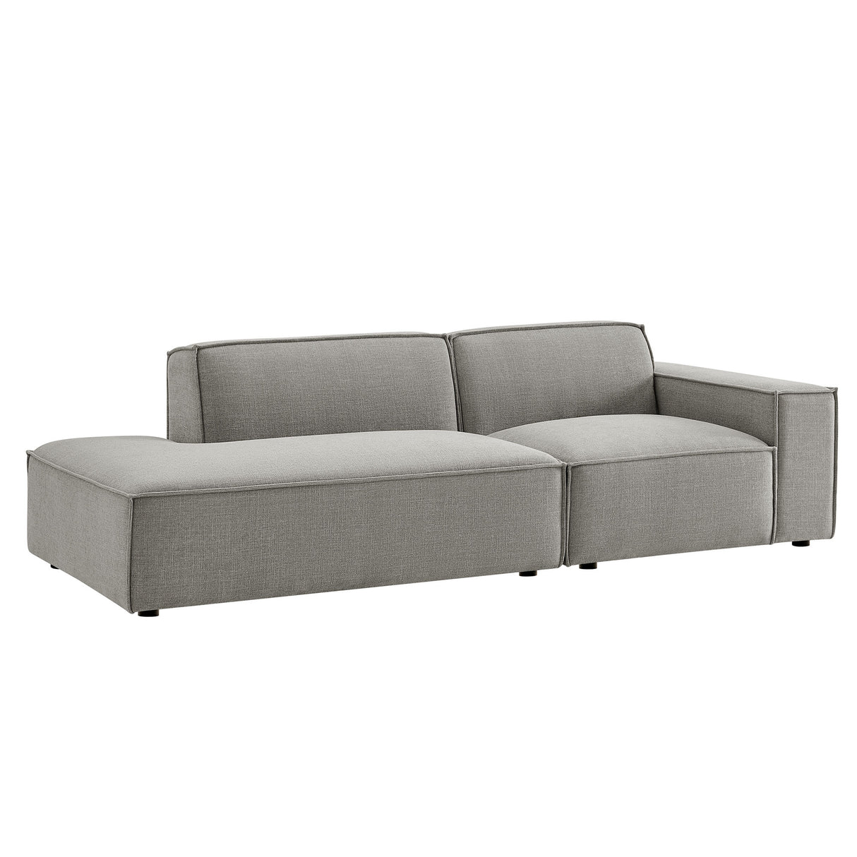 Restore 2-Piece Performance Fabric Upholstered Modular Loveseat – Pewter (Chaise + Armchair Version)