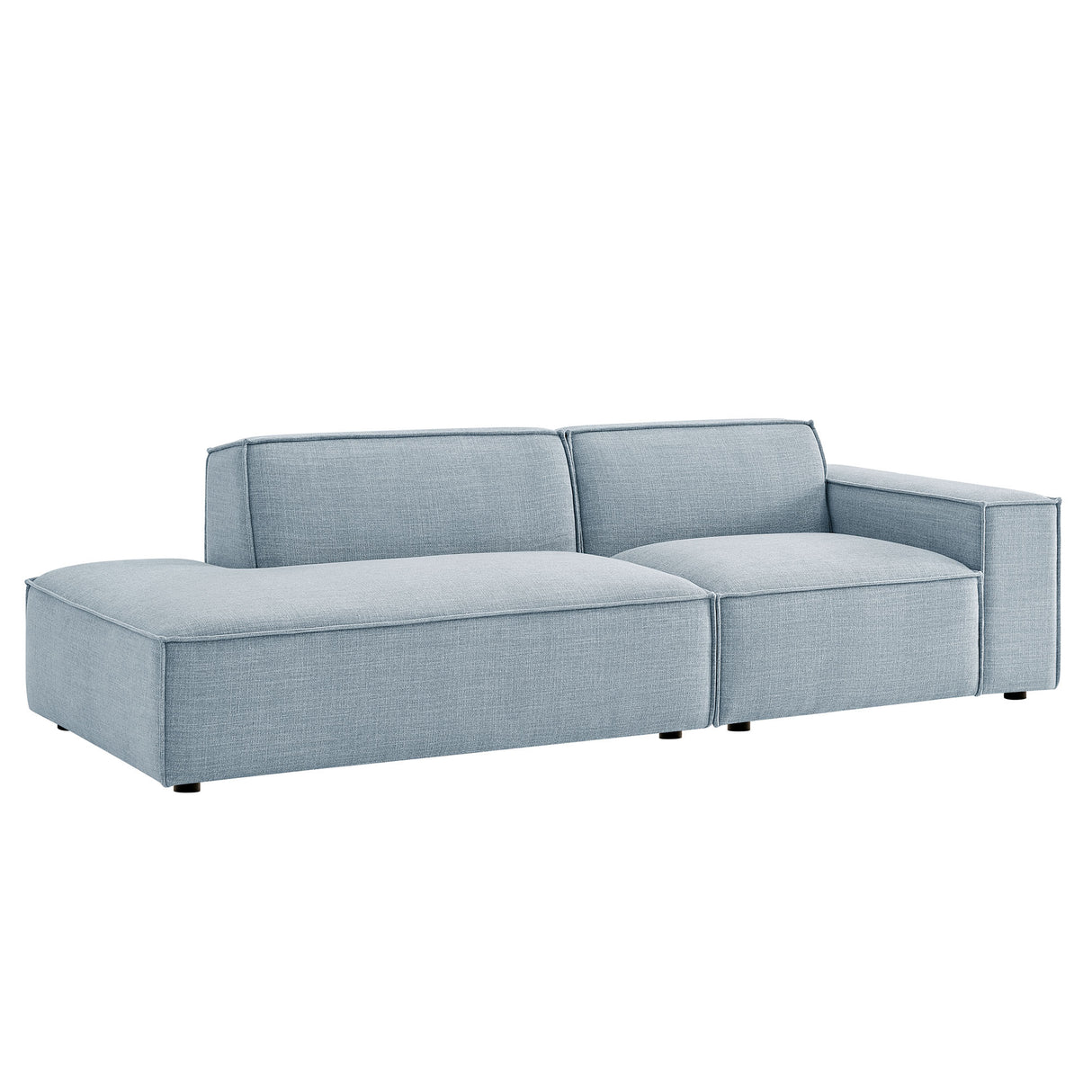 Restore 2-Piece Performance Fabric Upholstered Modular Loveseat – Sky (Chaise + Armchair Version)